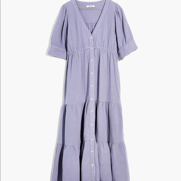 Madewell Petite Lightspun Button-Front Tiered Midi Dress - Picture 5 of 5